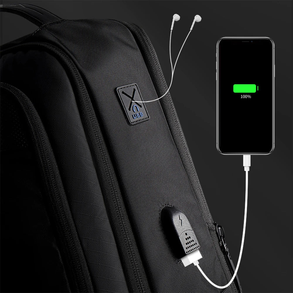 Rucsac laptop, extensibil, port USB si rezistent la stropi, Golden Wolf GB00402