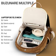 Rucsac elegant de dama, JOLAR. rezistent la apa, multifunctional, ideal pentru birou, calatorii, activitati zilnice, compartiment laptop 13.3", design ergonomic, buzunare ascunse si curele ajustabile, fixare de valiza, GP023116