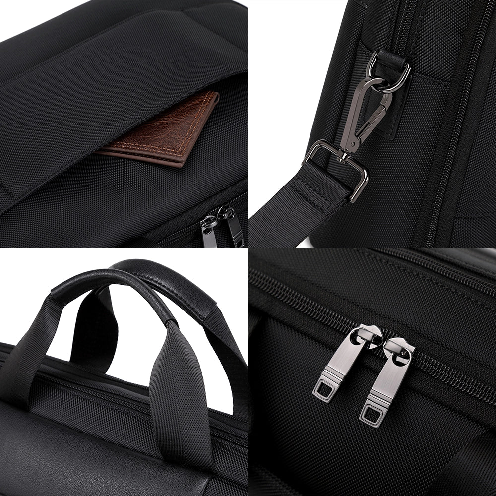 Geanta multifunctionala pentru laptop, unisex, rezistenta la apa din nylon cu elemente de piele, JOLAR. GP02398