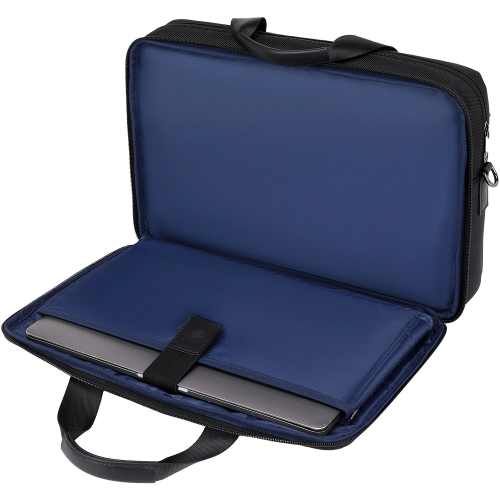 Geanta multifunctionala pentru laptop, unisex, rezistenta la apa din nylon cu elemente de piele, JOLAR. GP02398