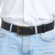 Curea Bărbați Piele Naturală JOLAR, Cataramă Clasică Antichizată, 4,5 cm