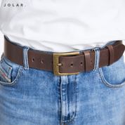 Curea Bărbați Piele Naturală JOLAR, Cataramă Clasică Antichizată, 4,5 cm