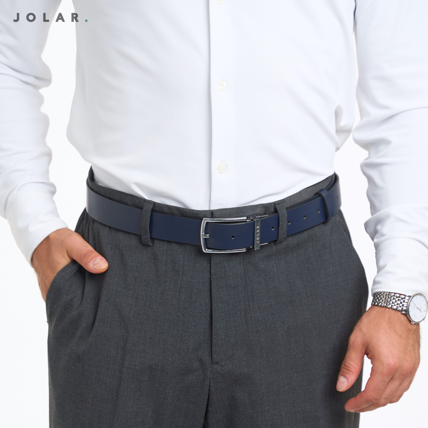 Curea Bărbați Piele Naturală JOLAR, Cataramă Reversibilă, 2 Fețe, 3,5 cm