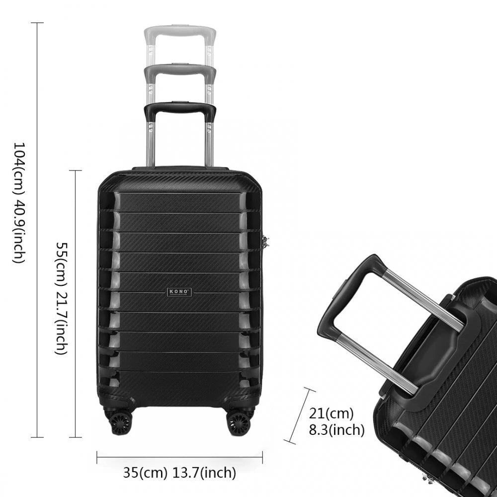 Valiza pentru calatorie, dimensiunea cabina, din polipropilena cu port USB, rezistenta la socuri, KONO K2093L