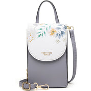 Geanta mini crossbody pentru telefon, print flori, eleganta din piele PU, PRETTYZYS L104