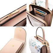 Geanta mini crossbody pentru telefon, print flori, eleganta din piele PU, PRETTYZYS L104