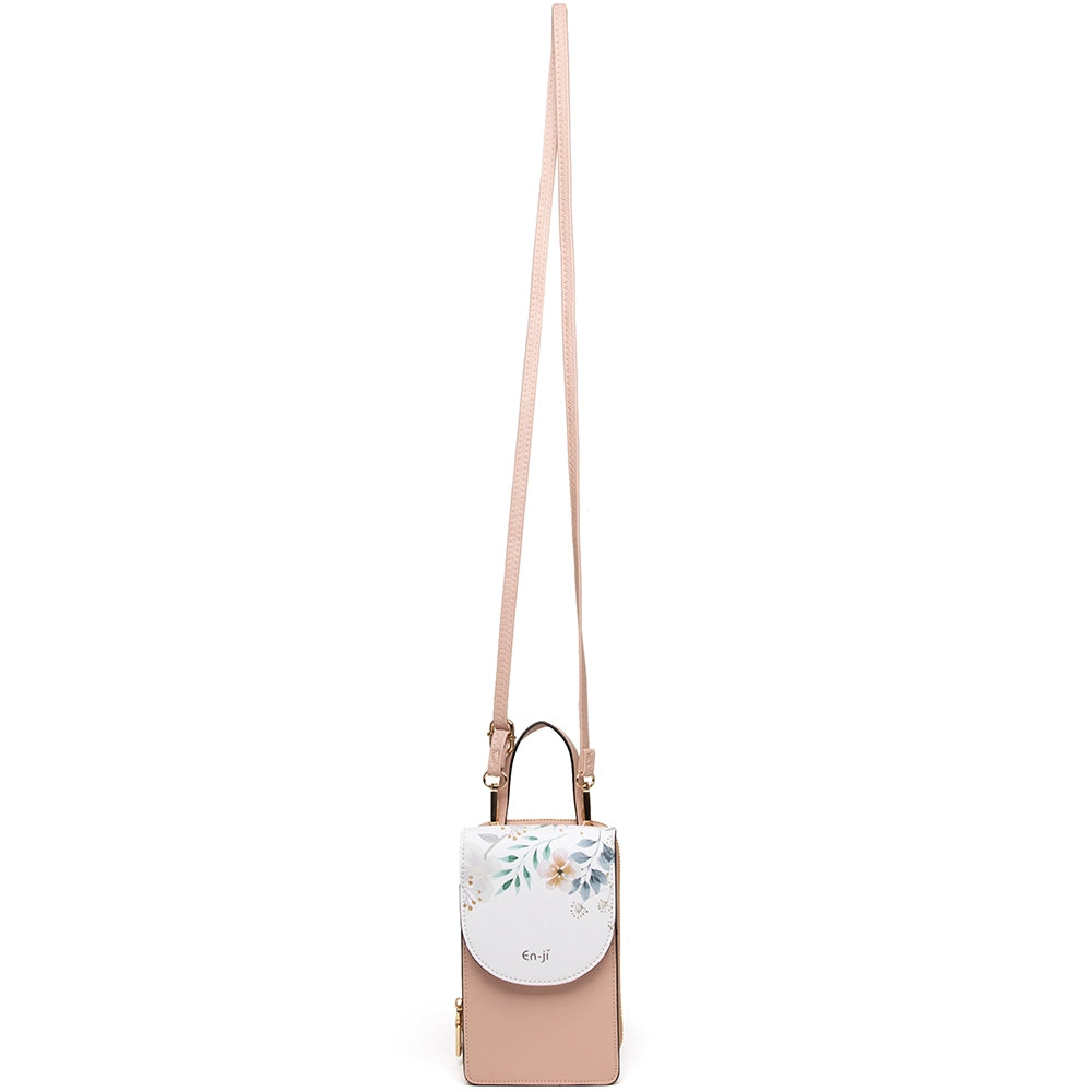 Geanta mini crossbody pentru telefon, print flori, eleganta din piele PU, PRETTYZYS L104