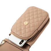 Geanta mini crossbody pentru telefon, cu broderie flori, eleganta din piele PU, PRETTYZYS L108