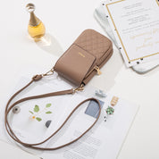 Geanta mini crossbody pentru telefon, cu broderie flori, eleganta din piele PU, PRETTYZYS L108