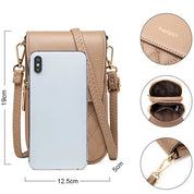 Geanta mini crossbody pentru telefon, cu broderie flori, eleganta din piele PU, PRETTYZYS L108