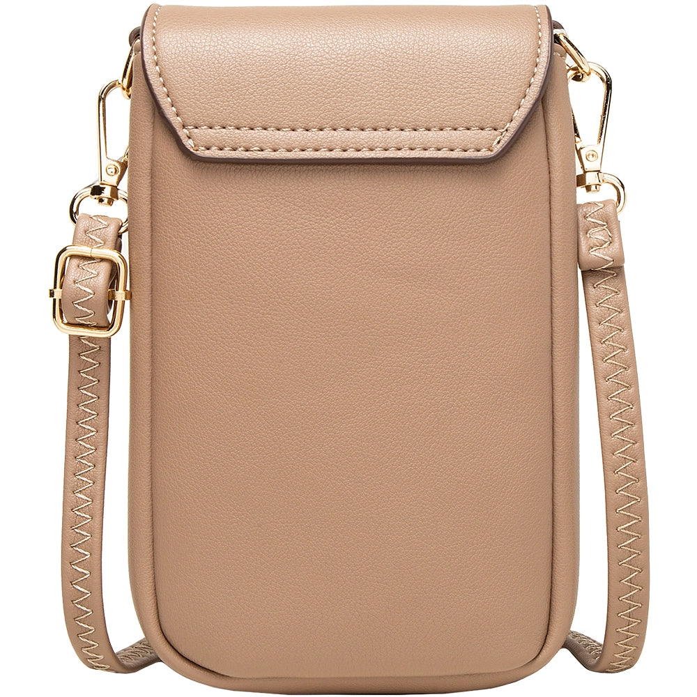 Geanta mini crossbody pentru telefon, cu broderie flori, eleganta din piele PU, PRETTYZYS L108