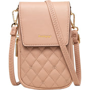 Geanta mini crossbody pentru telefon, cu broderie flori, eleganta din piele PU, PRETTYZYS L108