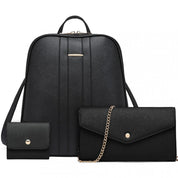 Rucsac dama, set 3 articole, din piele ecologica, rezistent la apa Miss Lulu LD2249