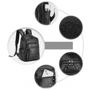 Rucsac casual pentru dama, marime medie, cu detalii in forma de cranii mici, stil rock urban, piele ecologica, rezistent la apa, Miss Lulu LG2414