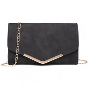 Geanta clutch de seara pentru femei, stil elegant, model plic, aspect piele, bareta lant auriu, Miss Lulu LH1756