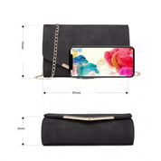 Geanta clutch de seara pentru femei, stil elegant, model plic, aspect piele, bareta lant auriu, Miss Lulu LH1756