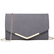 Geanta clutch de seara pentru femei, stil elegant, model plic, aspect piele, bareta lant auriu, Miss Lulu LH1756