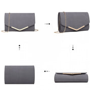 Geanta clutch de seara pentru femei, stil elegant, model plic, aspect piele, bareta lant auriu, Miss Lulu LH1756