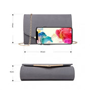 Geanta clutch de seara pentru femei, stil elegant, model plic, aspect piele, bareta lant auriu, Miss Lulu LH1756