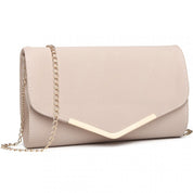 Geanta clutch de seara pentru femei, stil elegant, model plic, aspect piele, bareta lant auriu, Miss Lulu LH1756