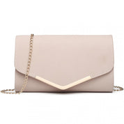 Geanta clutch de seara pentru femei, stil elegant, model plic, aspect piele, bareta lant auriu, Miss Lulu LH1756