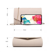 Geanta clutch de seara pentru femei, stil elegant, model plic, aspect piele, bareta lant auriu, Miss Lulu LH1756