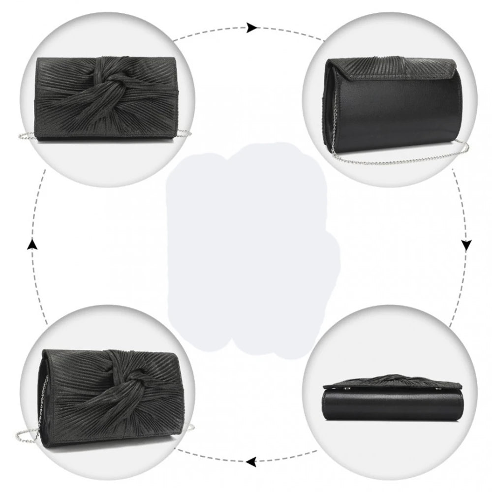 Geanta clutch pentru dama, eleganta de seara, din piele PU si material textil, Miss Lulu LH2252