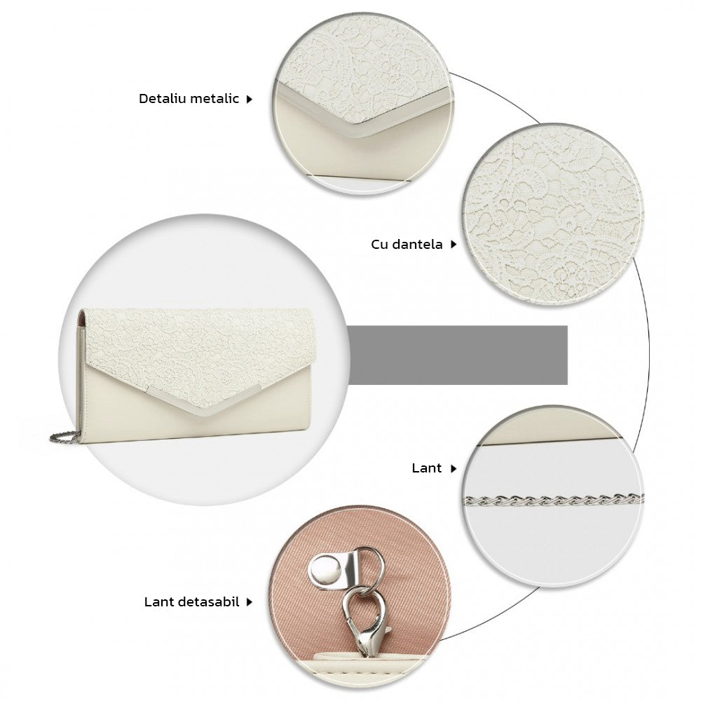 Geanta clutch de seara, eleganta cu aspect texturat sin piele ecologica, Miss Lulu LP2312