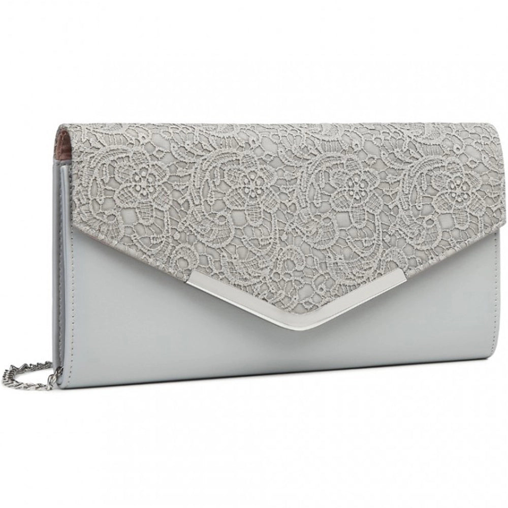 Geanta clutch de seara, eleganta cu aspect texturat sin piele ecologica, Miss Lulu LP2312