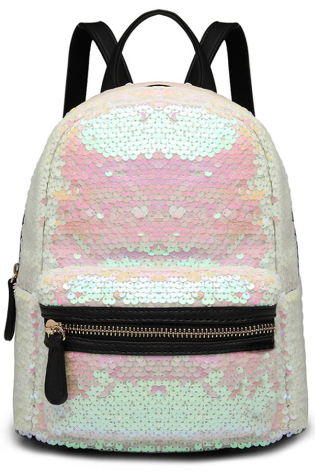 Rucsac dama, mic, cu paiete reversibile, piele ecologica Miss Lulu LT6856