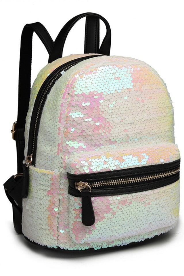 Rucsac dama, mic, cu paiete reversibile, piele ecologica Miss Lulu LT6856
