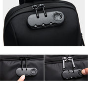 Rucsac crossbody unisex, din poliester rezistent la apa, design nou cu port USB lacat TSA, buzunar anti furt, OZUKO OZ9223