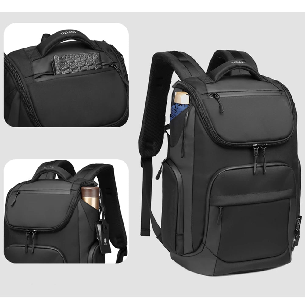 Rucsac casual unisex, rezistent la apa, compartiment laptop 15,6 inch, multifunctional, OZUKO OZ9409