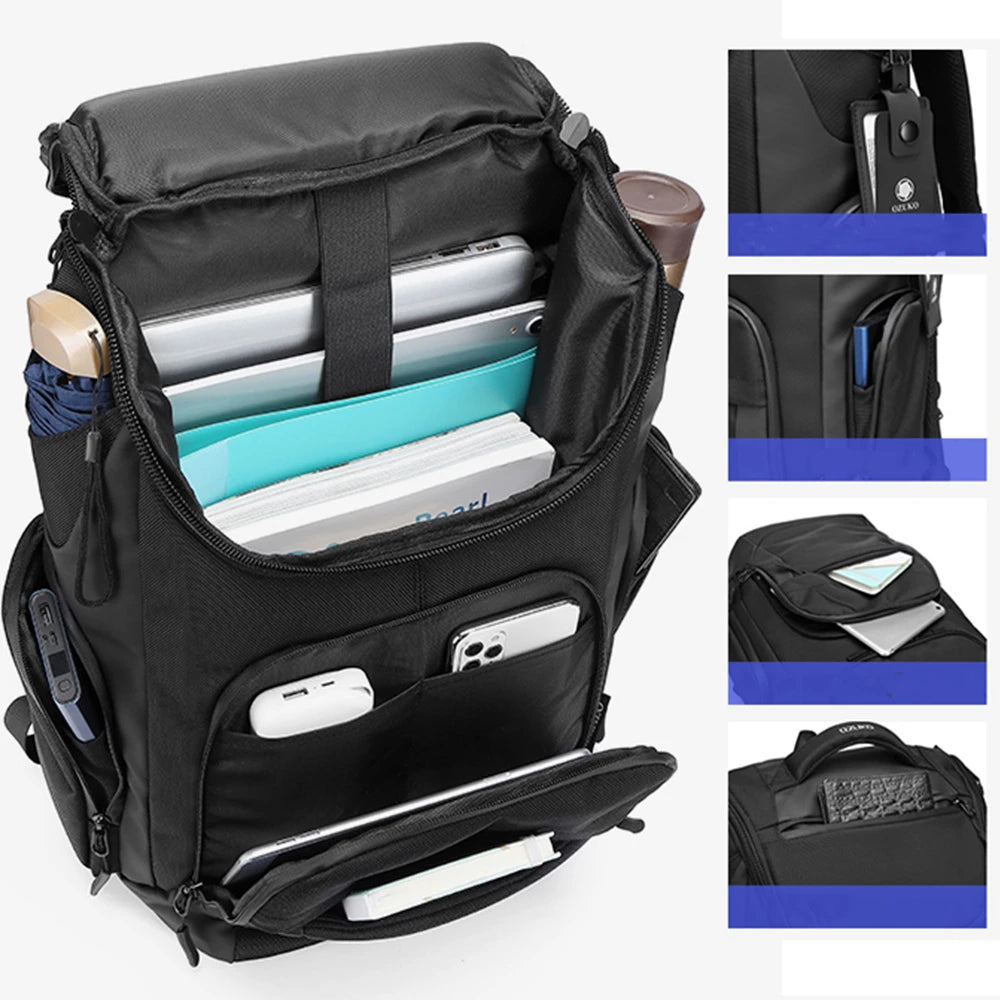 Rucsac casual unisex, rezistent la apa, compartiment laptop 15,6 inch, multifunctional, OZUKO OZ9409