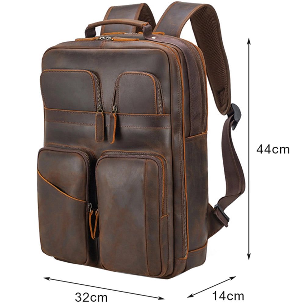 Rucsac unisex pentru laptop, rezistent la apa din piele naturala, JOLAR. P-0073