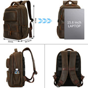 Rucsac unisex pentru laptop, cu port USB, rezistent la apa din piele naturala, JOLAR. P-0077