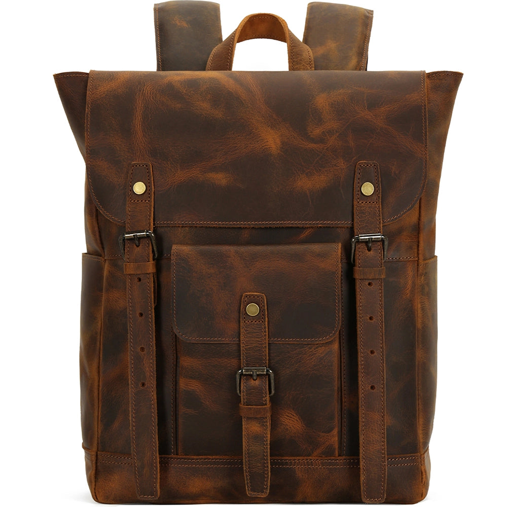 Rucsac Piele Naturală JOLAR, Stil Urban și Călătorie, Maro