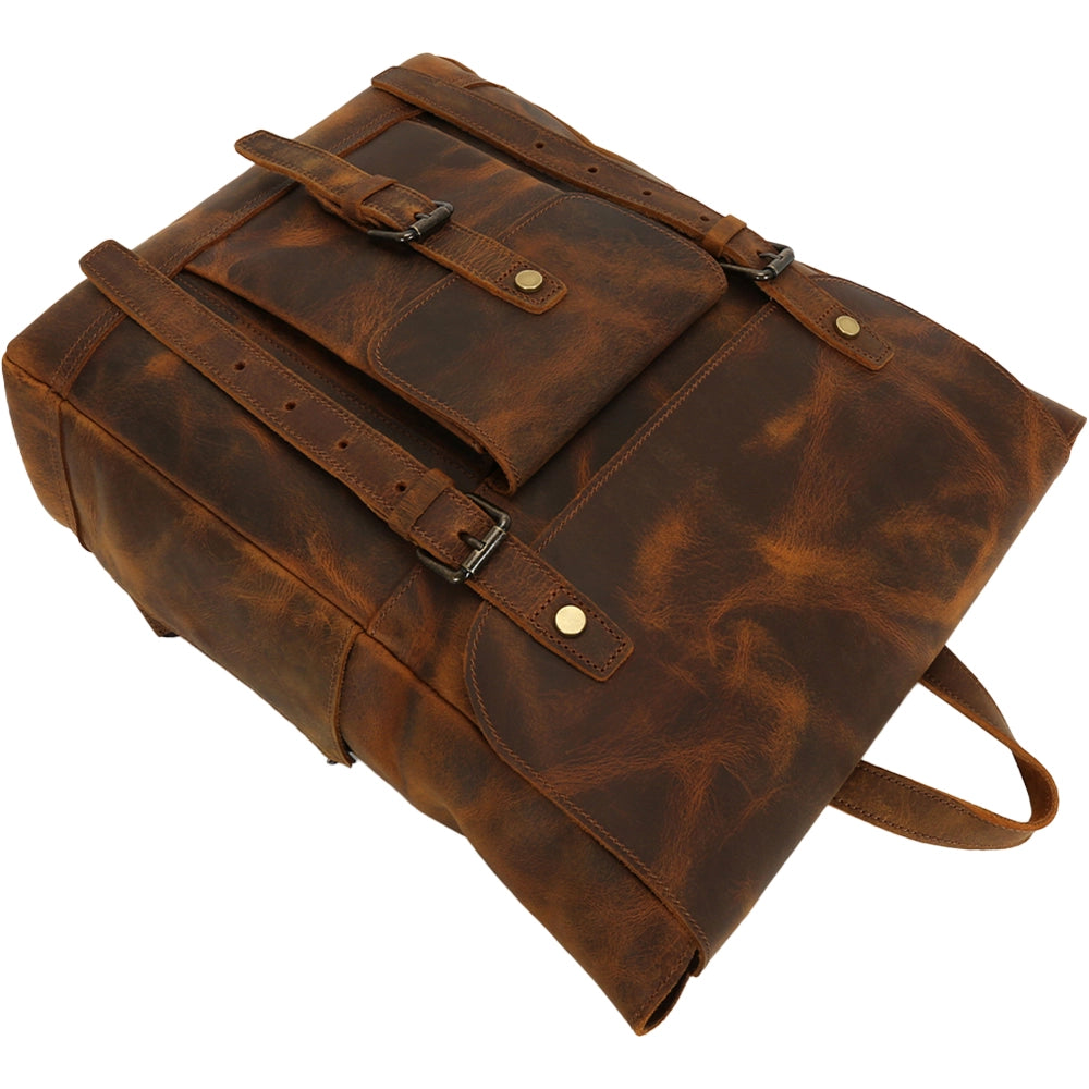 Rucsac unisex din piele naturala pentru calatorii, hiking, vintage retro style, rezistent la apa, JOLAR. P0120