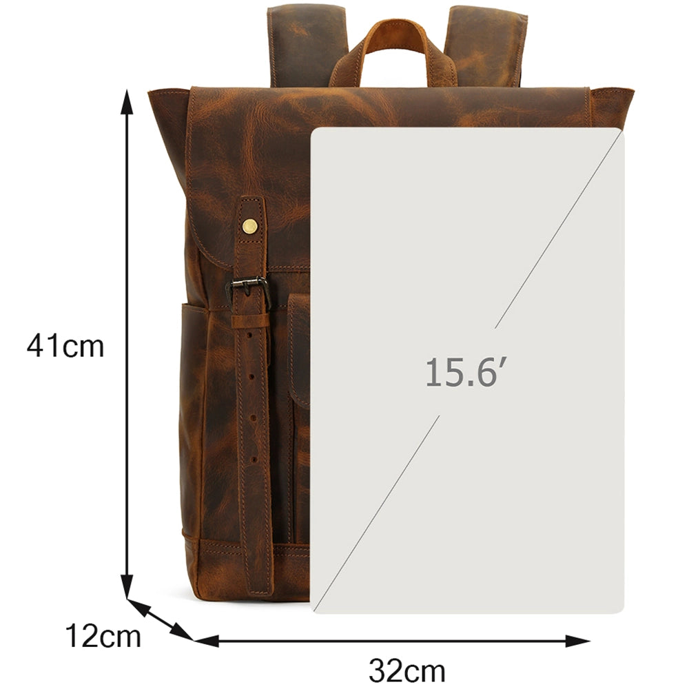 Rucsac unisex din piele naturala pentru calatorii, hiking, vintage retro style, rezistent la apa, JOLAR. P0120