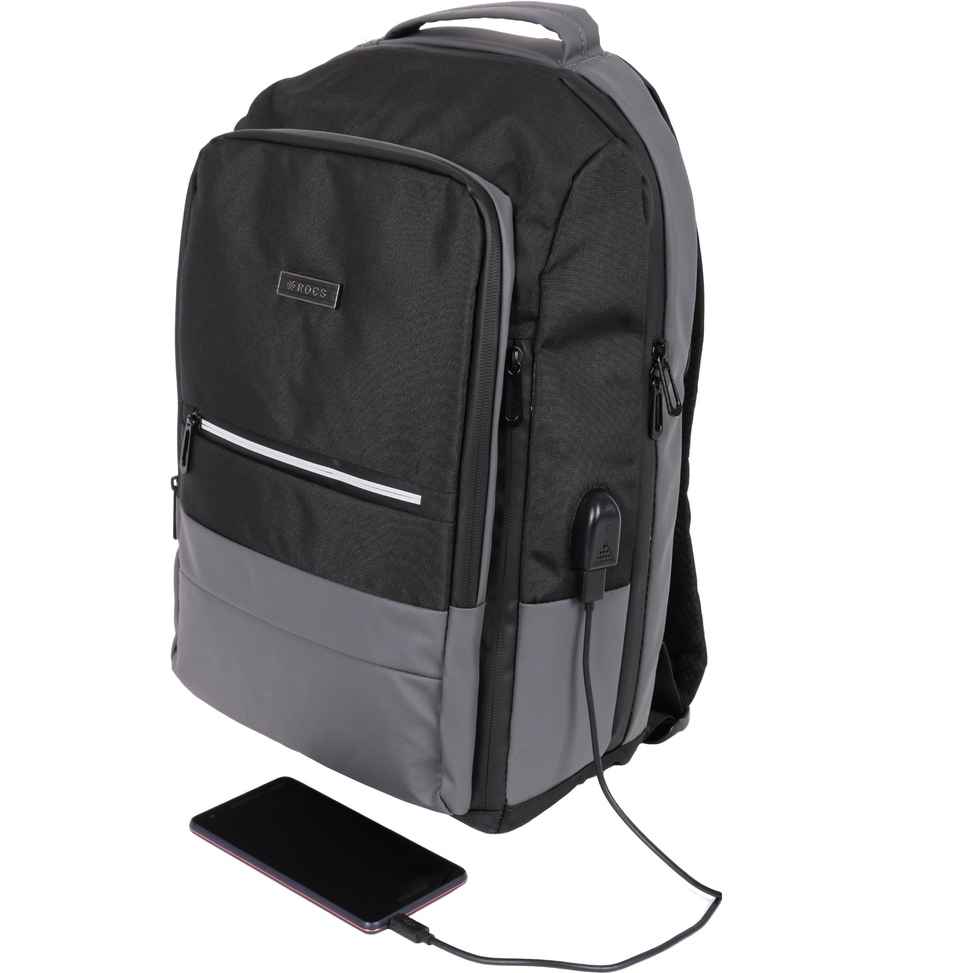 Rucsac smart casual, rezistent la stropi, port USB, ROCS, RC-7