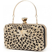 Geanta clutch de seara pentru dama, carcasa tare, elaganta, cu detalii aurii, bareta din lant detasabil, Miss Lulu S2227