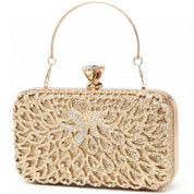 Geanta clutch de seara pentru dama, carcasa tare, elaganta, cu detalii aurii, bareta din lant detasabil, Miss Lulu S2227