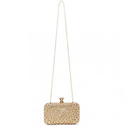 Geanta clutch de seara pentru dama, carcasa tare, elaganta, cu detalii aurii, bareta din lant detasabil, Miss Lulu S2227