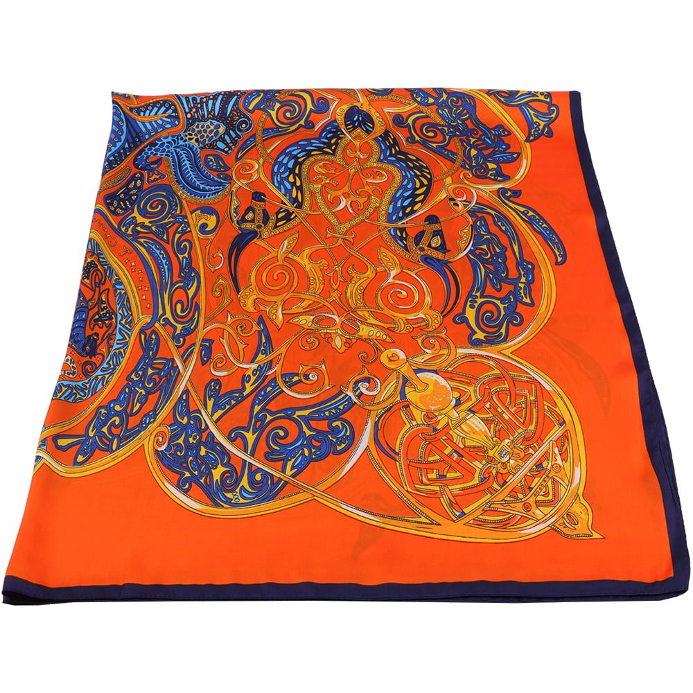 Esarfa pentru dama, stil casual elegant&nbsp; imitatie matase, forma patrata 110 x 110 cm, imprimeu oriental, ROCS SK12