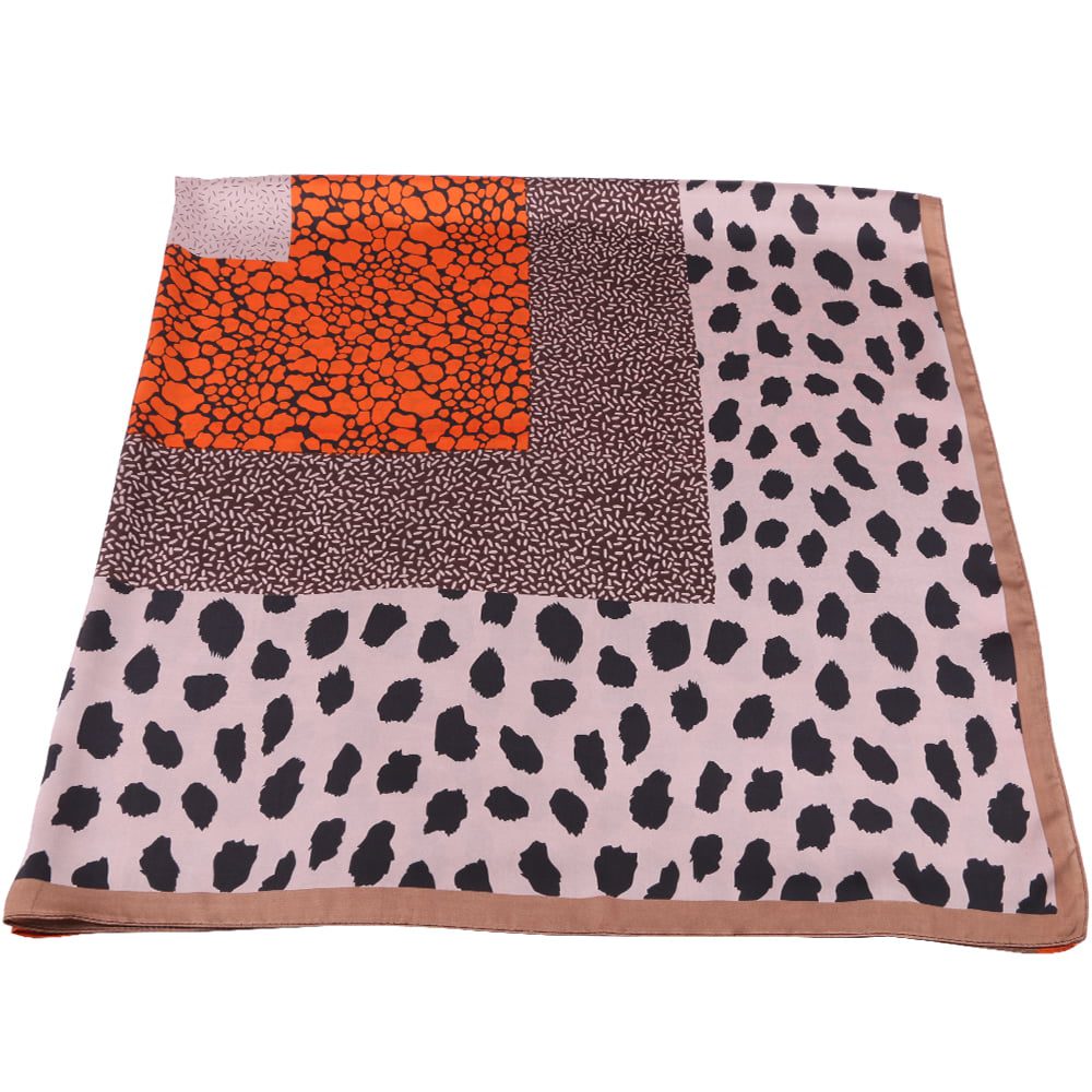 Esarfa pentru dama, stil casual eleganta, imitatie matase, forma patrata 110 x 110 cm, imprimeu abstract, ROCS SK13