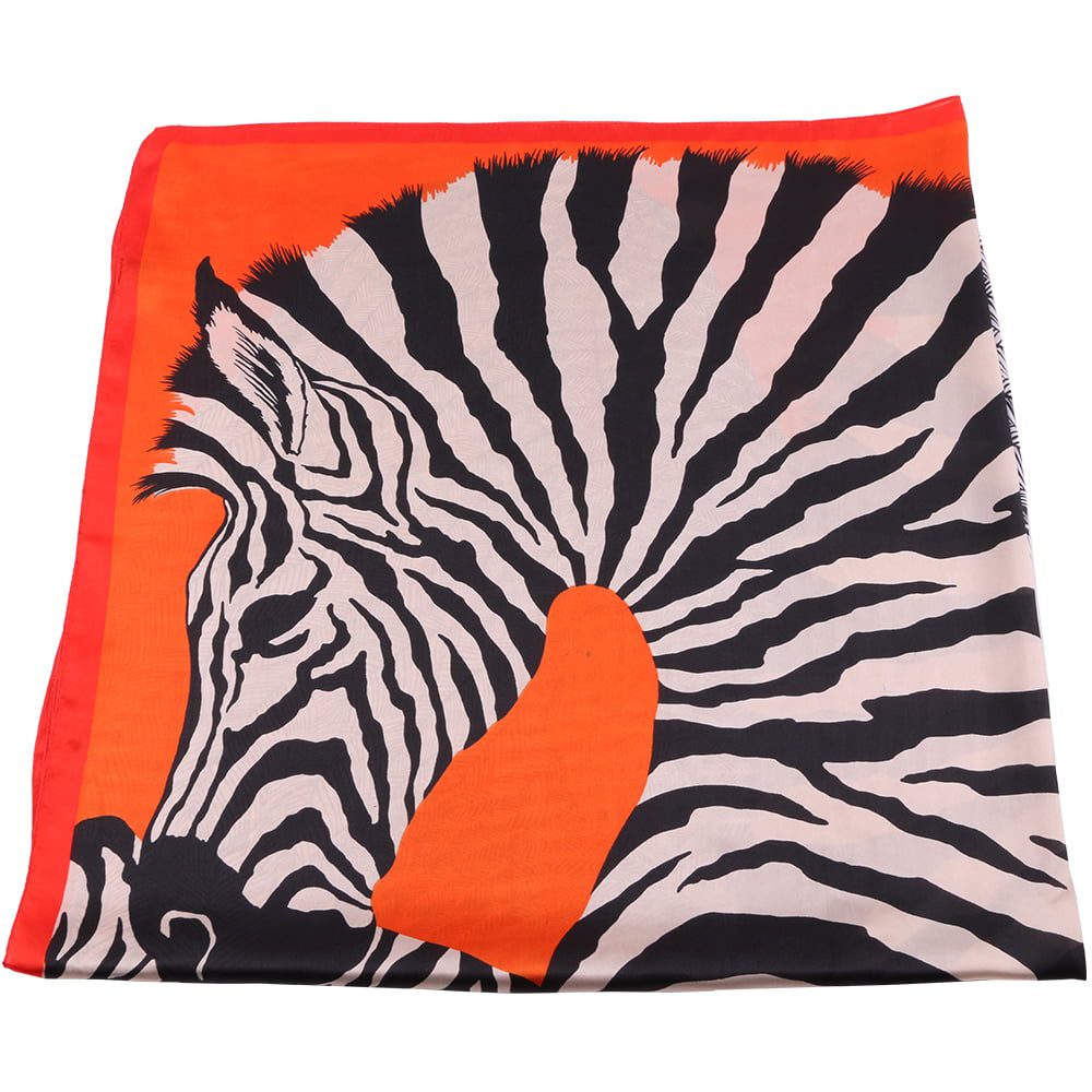 Esarfa pentru dama, casual elegata din imitatie matase, forma patrata 110 x 110 cm, imprimeu zebra, ROCS SK14