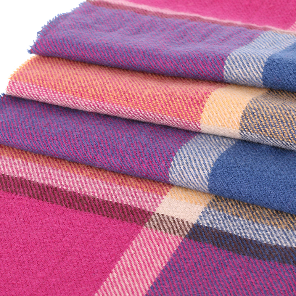 Fular in carouri check, pentru perioada rece, cu franjuri, ZS-31 Multicolor