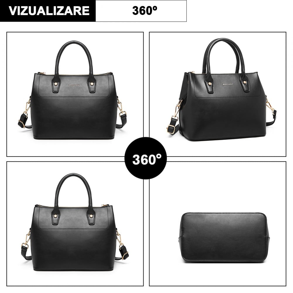 Geanta dama, de mână, piele ecologica, cu detaliu esarfa, Miss Lulu LT1959
