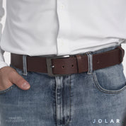 Curea Bărbați Piele Naturală JOLAR, Cataramă Clasică Dreaptă, 4 cm