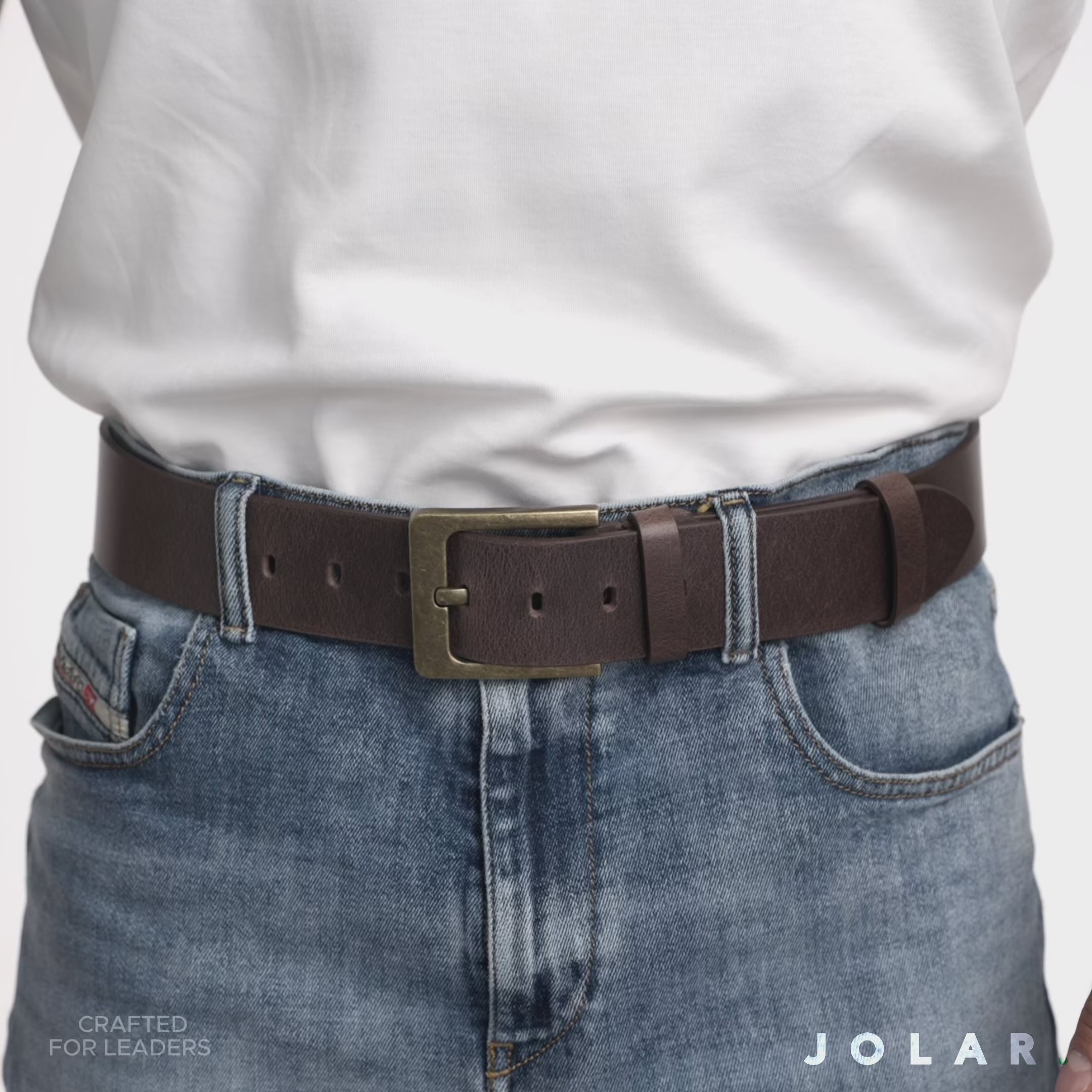 Curea Bărbați Piele Naturală JOLAR, Cataramă Clasică Antichizată, 4,5 cm